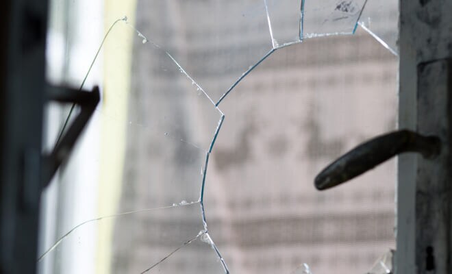 Glass broken on door