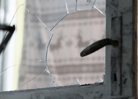 Glass broken on door