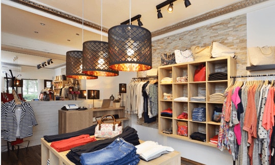 Interior image of a clothing store