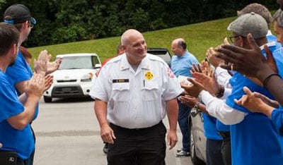 Hendersonville Fire Dept. Chief Scotty Bush honored at ADT-sponsored reunion in July 2015. Hendersonville Fire Dept. Chief Scotty Bush honored at ADT-sponsored reunion in July 2015.