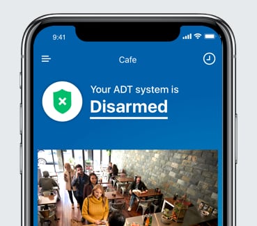 Security surveillance of restaurant on ADT app 