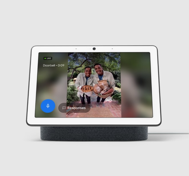 Charcoal Google Nest Hub Max on a grey background Charcoal Google Nest Hub Max on a grey background